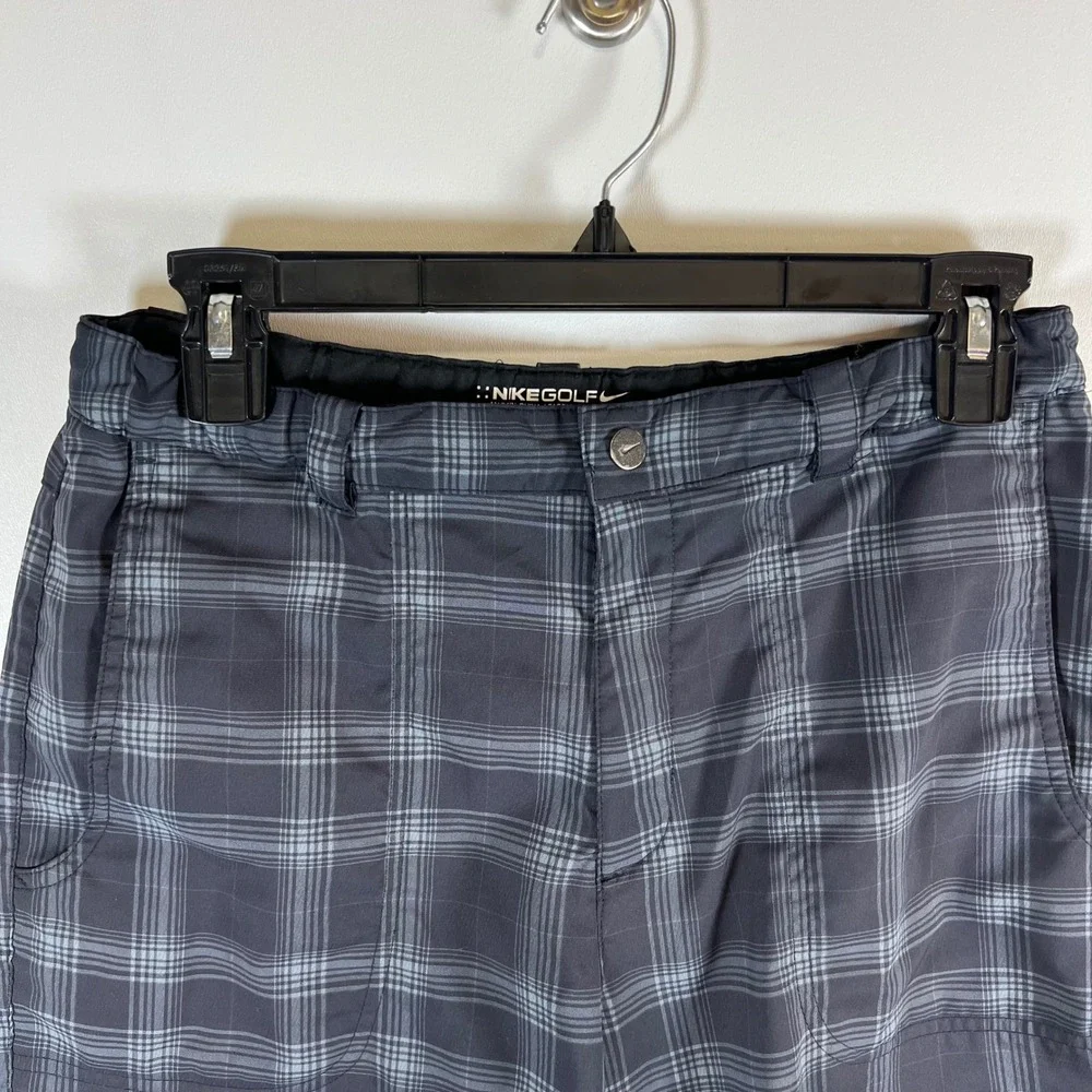 Nike Golf Dri-FIT Plaid‎ Shorts Boys XL Grey Black Checkered Performance 508412